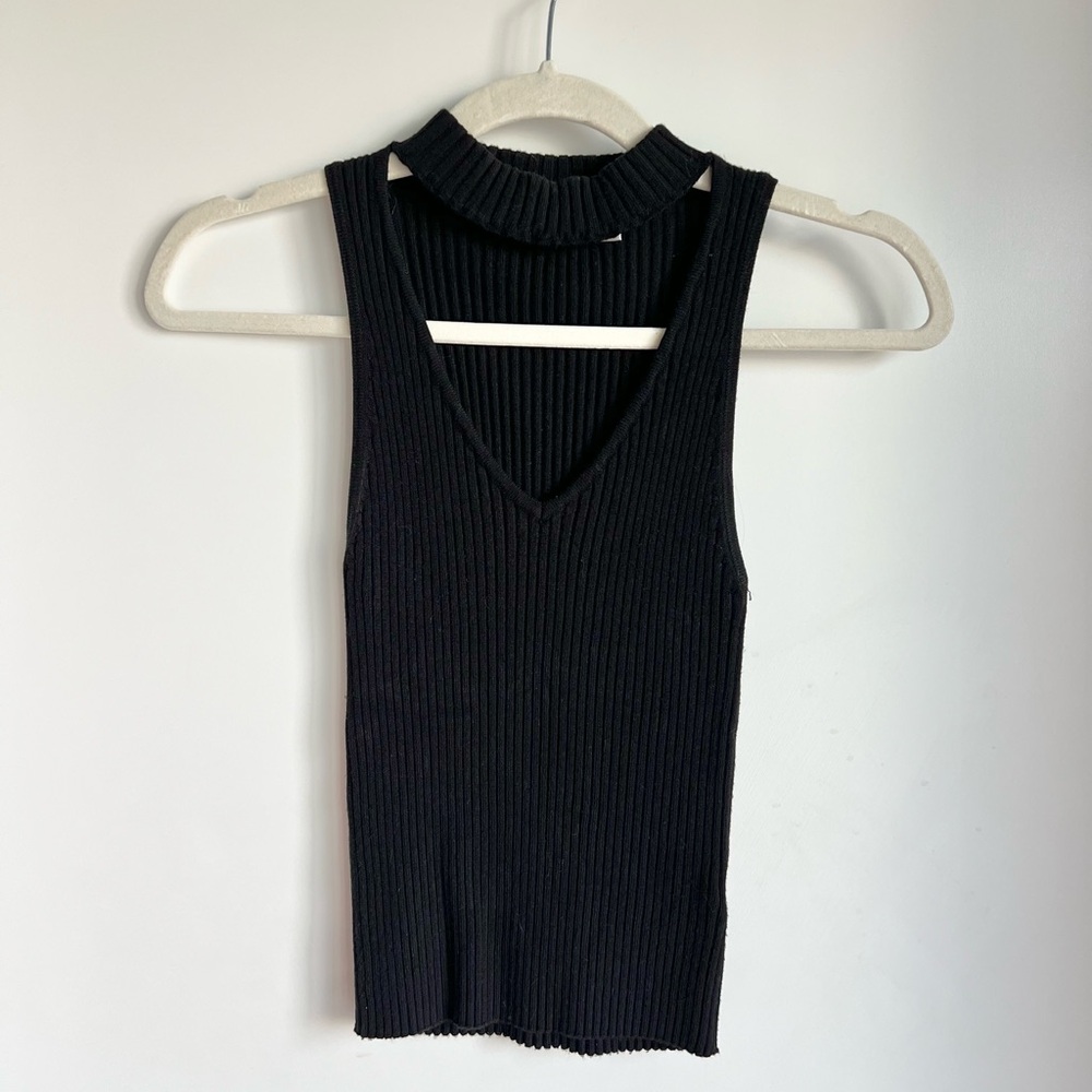 Rumor Boutique Ribbed Mock Neck Tank Top